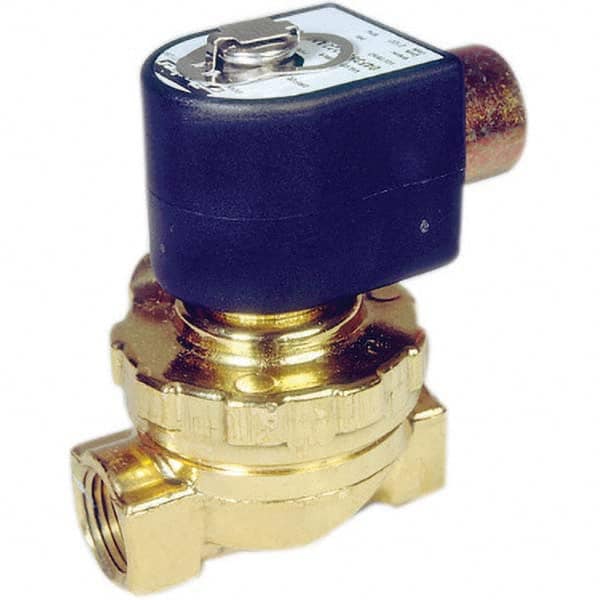 Parker - 24/60 VAC 1/2" NPT Port Brass Two-Way Internally Piloted Diaphragm Solenoid Valve - Americas Tooling