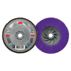 Flap Disc: 4-1/2″ Dia, 5/8-11 Hole, 120 Grit, Ceramic, Type 27 Coated, Plastic-Backed