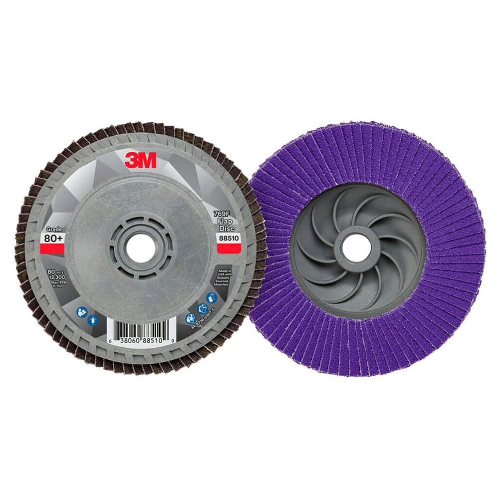 3M - Flap Discs; Abrasive Type: Coated ; Flap Disc Type: Type 27 ; Disc Diameter (Inch): 4-1/2 ; Abrasive Material: Ceramic ; Grit: 80 ; Attaching System: Threaded Hole - Exact Industrial Supply