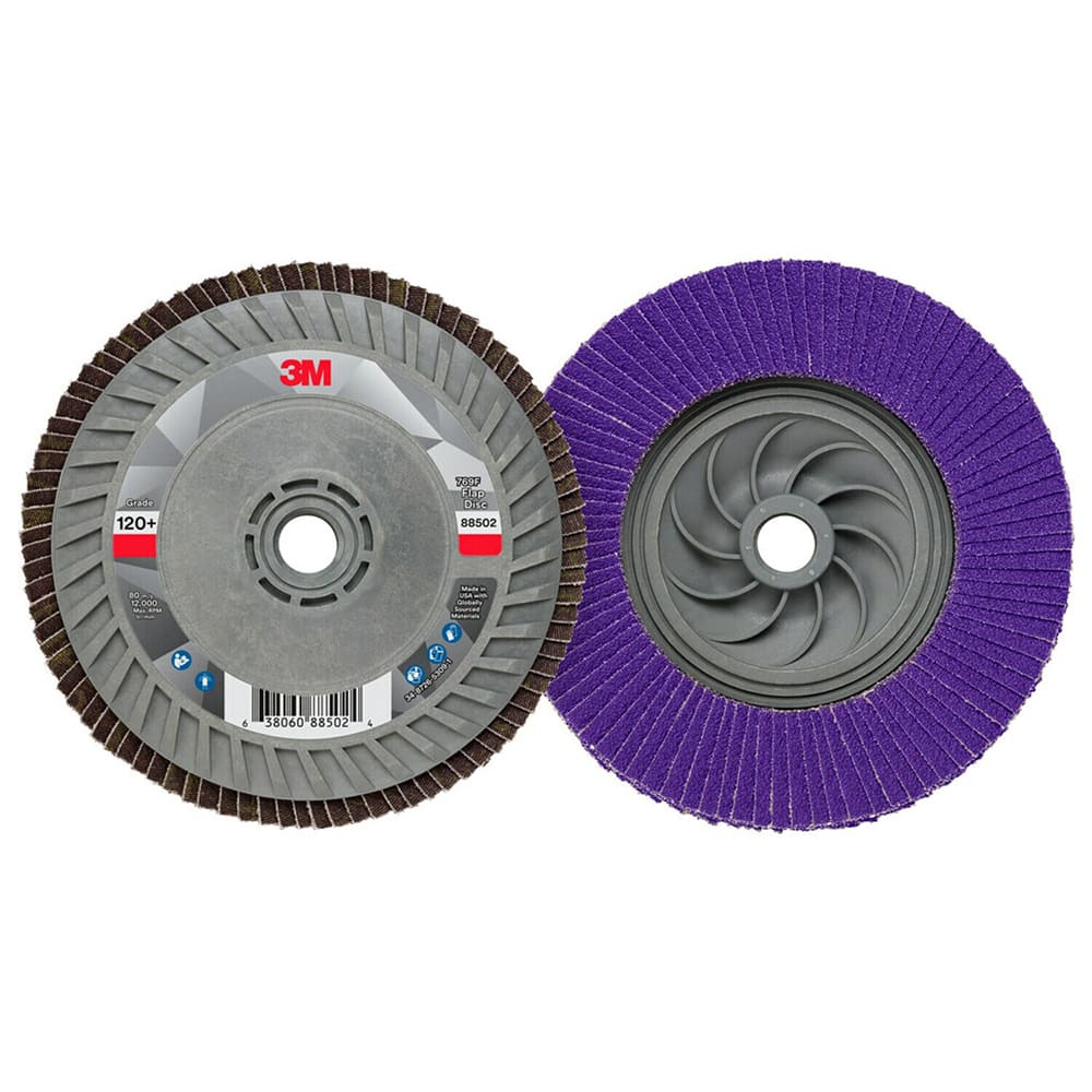 3M - Flap Discs; Abrasive Type: Coated ; Flap Disc Type: Type 27 ; Disc Diameter (Inch): 5 ; Abrasive Material: Ceramic ; Grit: 120 ; Attaching System: Threaded Hole - Exact Industrial Supply