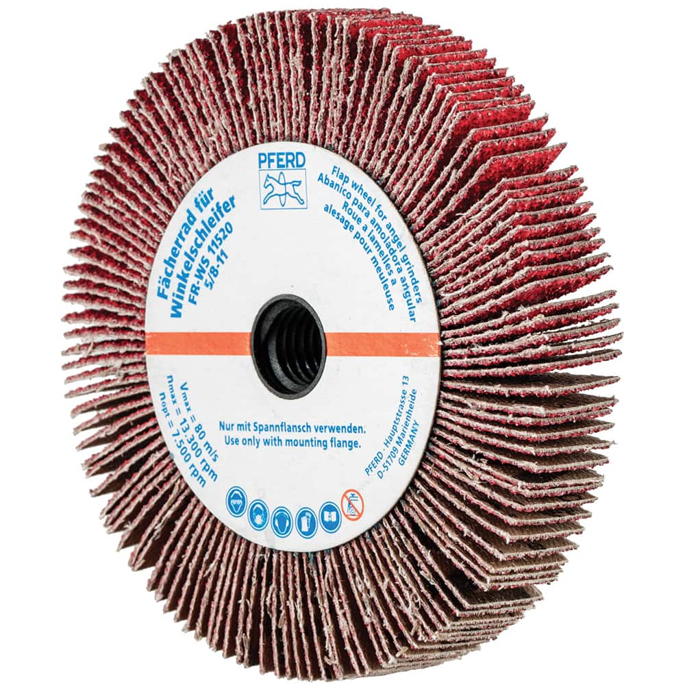 PFERD - Unmounted Flap Wheels; Abrasive Type: Coated ; Outside Diameter (Inch): 4-1/2 ; Face Width (Inch): 5/8 ; Center Hole Size (Inch): 5/8 ; Center Hole Thread Size: 5/8-11 ; Abrasive Material: Ceramic Oxide - Exact Industrial Supply