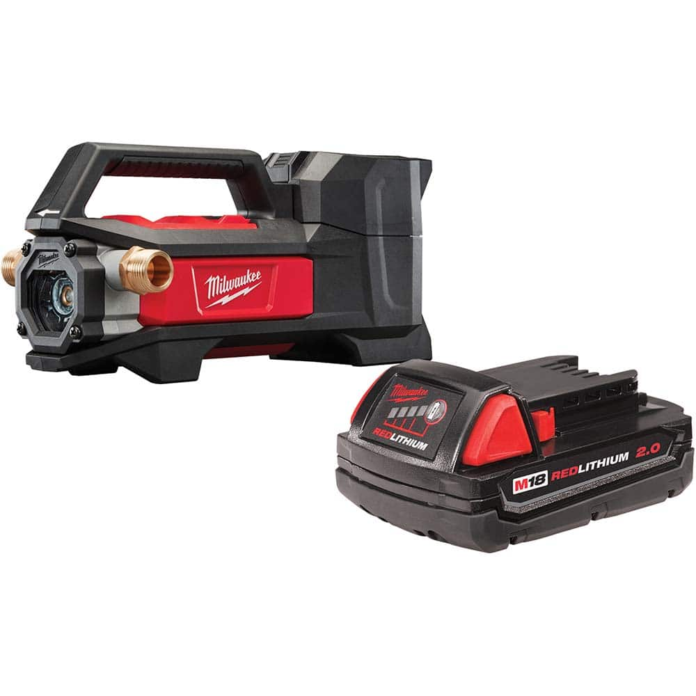 Milwaukee Tool - Submersible, Sump & Sewage Pumps; Type: Non-Submersible ; Operation: Full-On ; Voltage: 18 ; Amperage Rating: 1.2 ; Horsepower: 1/4 ; Outlet Size: 3/4 (Inch) - Exact Industrial Supply