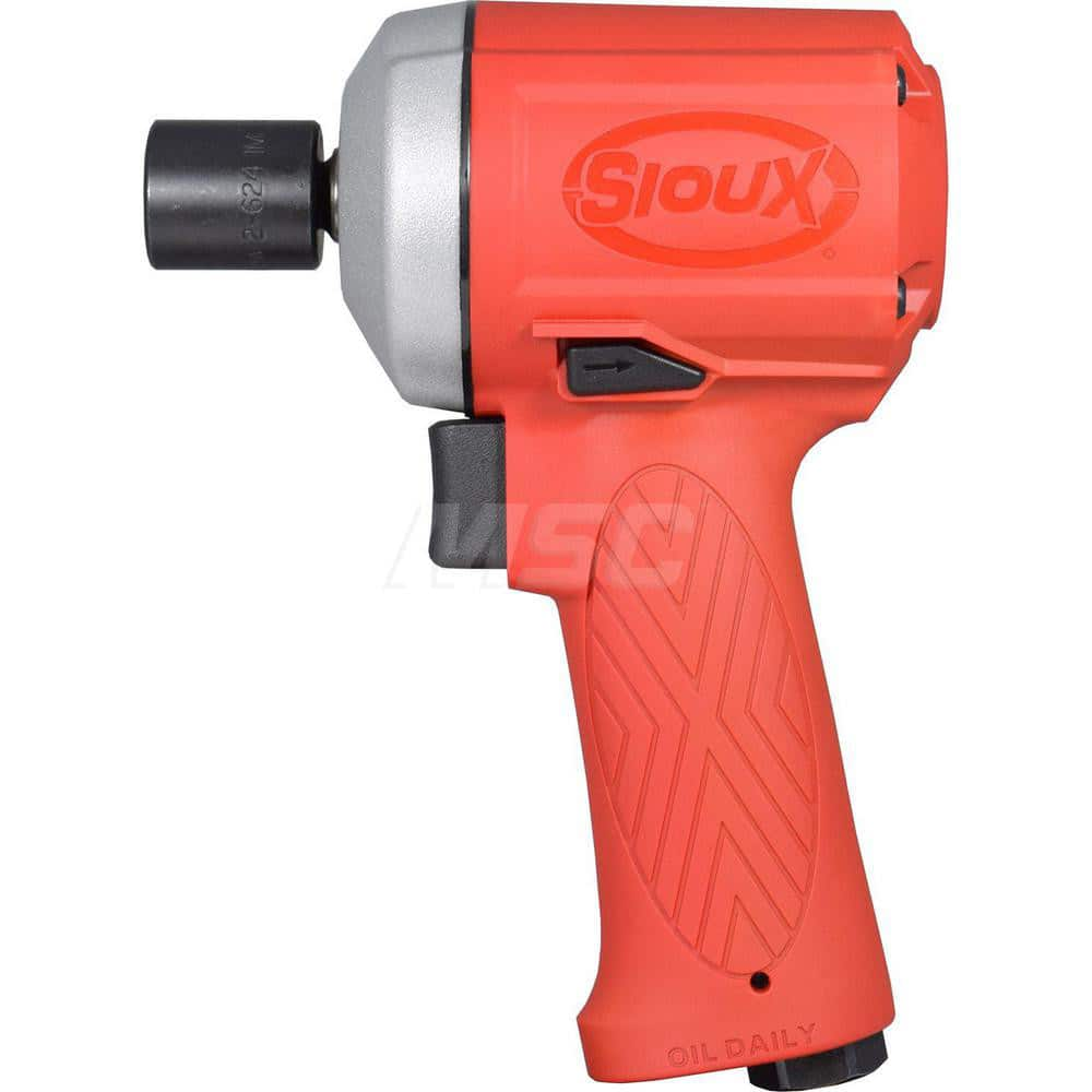 Air Impact Wrench: 1/2″ Drive, 7,500 RPM, 425 ft/lb 1/4″ Inlet, 24 CFM, 1,400 BPM, Pistol Grip, Handle Exhaust