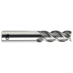 1/2 Dia. x 3 Overall Length 3-Flute .030 C/R Solid Carbide SE End Mill-Round Shank-Center Cutting-Uncoated - Americas Tooling