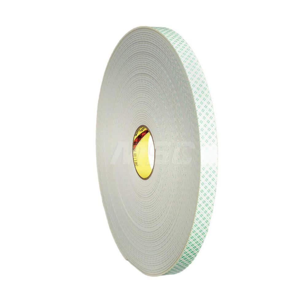 White Double-Sided Urethane Foam Tape: 1″ Wide, 36 yd Long, 125 mil Thick, Acrylic Adhesive