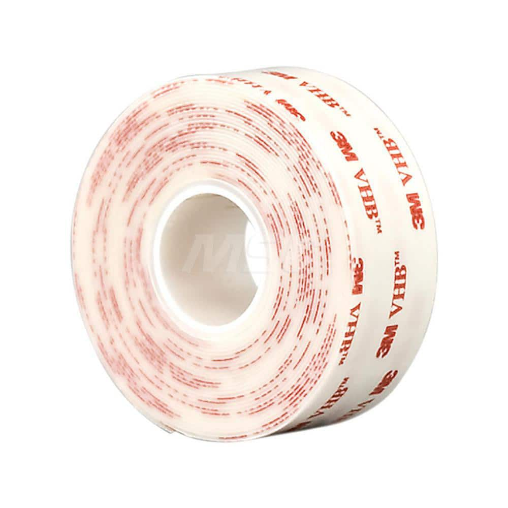 White Double-Sided Foam Tape: 1/2″ Wide, 5 yd Long, 45 mil Thick, Acrylic Adhesive