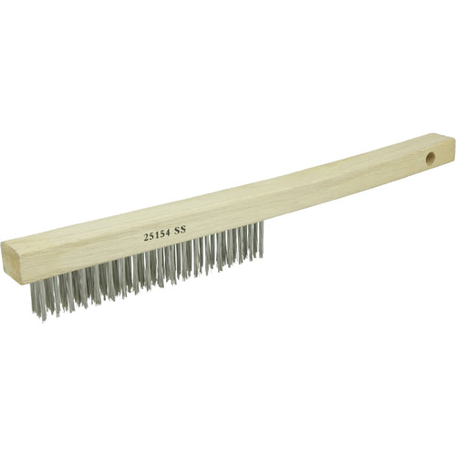 Vortec Pro Hand Wire Scratch Brush, .012 Stainless Steel Fill, Curved Handle, 3 × 19 Rows - Americas Tooling