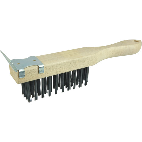 Vortec Pro Scratch Brush w/Scraper, .012 Steel Fill, 4 × 11 Rows - Americas Tooling