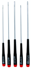 5 Piece - Precision Long Slotted & Phillips Screwdriver Set - #26192 - Includes: Slotted 2.5 - 4.0mm Phillips #0 - 1 - Americas Tooling