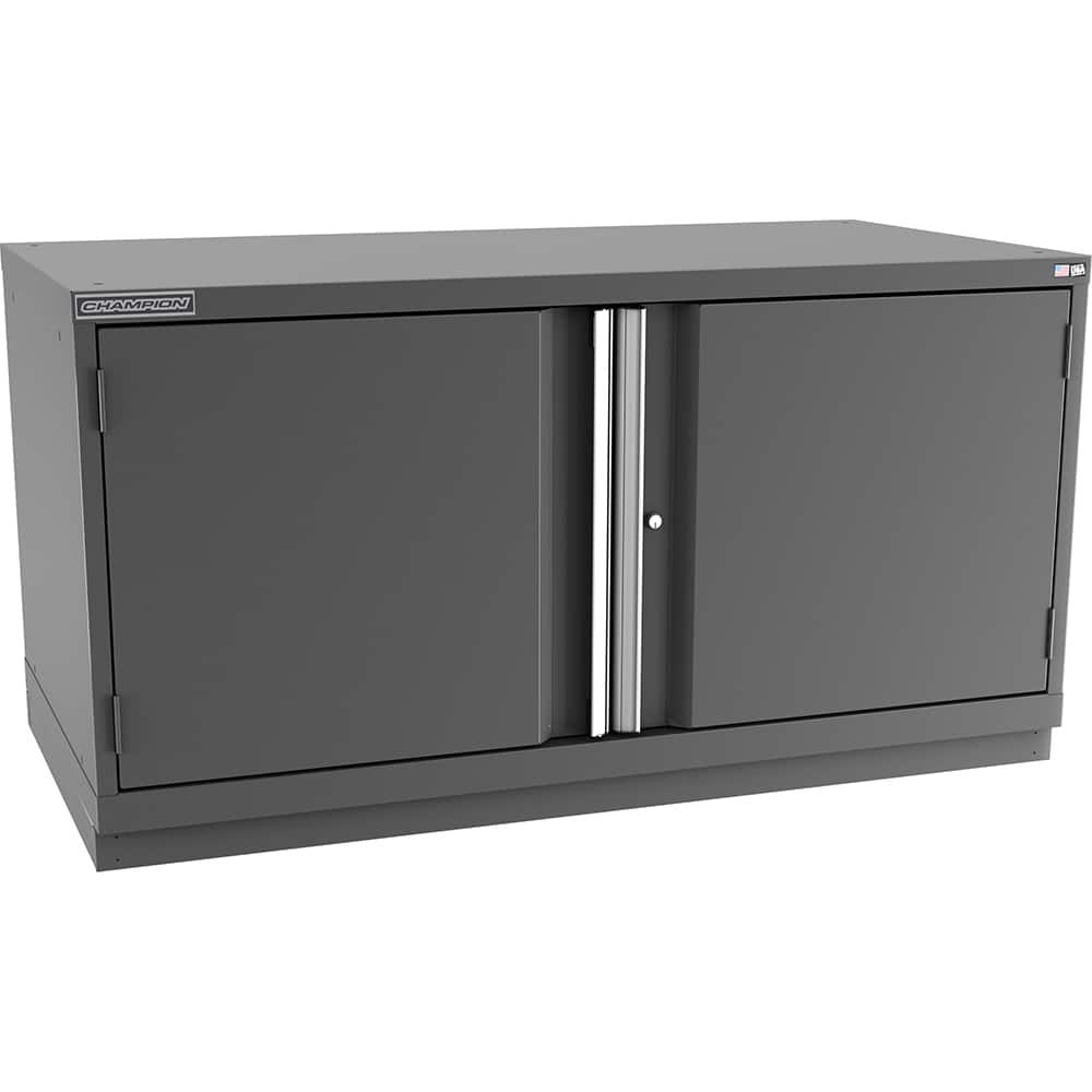 Champion Tool Storage - Storage Cabinets; Type: Desk-Height Double Wide Door Cabinet ; Width (Inch): 56-1/2 ; Depth (Inch): 28-1/2 ; Height (Inch): 29-7/8 ; Number of Shelves: 2 ; Material: Steel - Exact Industrial Supply