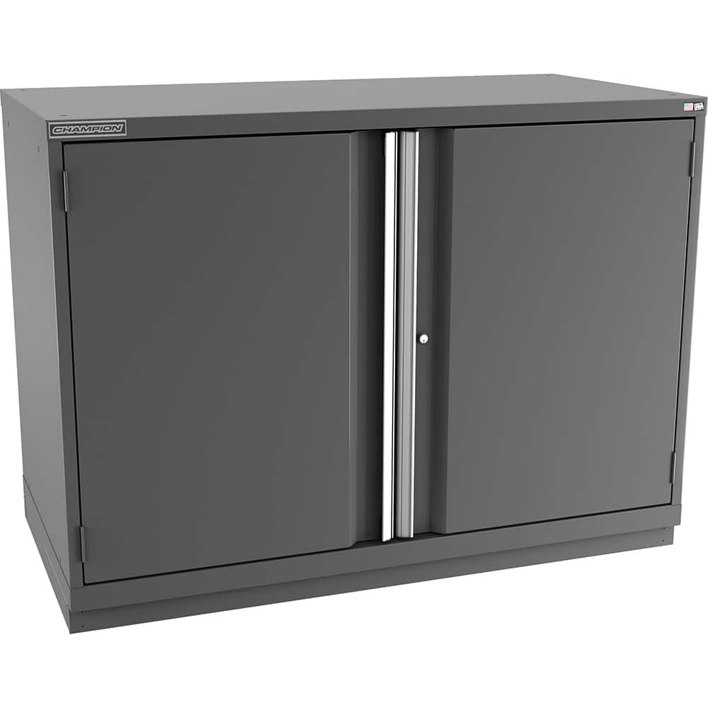 Champion Tool Storage - Storage Cabinets; Type: Counter-Height Double Wide Door Cabinet ; Width (Inch): 56-1/2 ; Depth (Inch): 28-1/2 ; Height (Inch): 41-3/4 ; Number of Shelves: 3 ; Material: Steel - Exact Industrial Supply