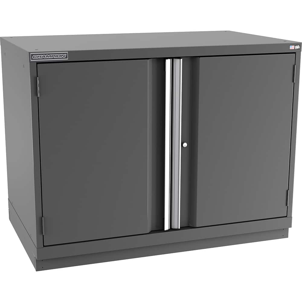 Champion Tool Storage - Storage Cabinets; Type: Bench-Height Extra Wide Door Cabinet ; Width (Inch): 47 ; Depth (Inch): 28-1/2 ; Height (Inch): 35-7/8 ; Number of Shelves: 3 ; Material: Steel - Exact Industrial Supply