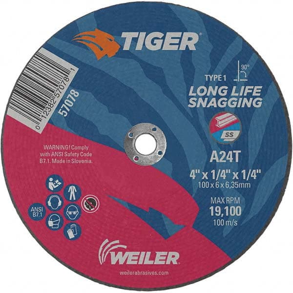 Weiler - 4 x 1/4, 1/4" Hole Aluminum Oxide Cutoff Wheel - Americas Tooling