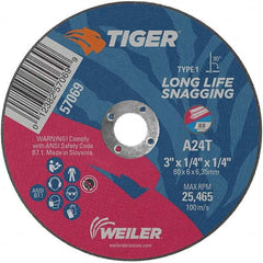 Weiler - 3 x 1/4, 1/4" Hole Aluminum Oxide Cutoff Wheel - Americas Tooling