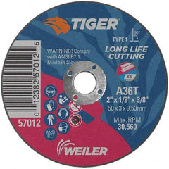 Weiler - 2 x 1/8, 3/8" Hole 36 Grit Aluminum Oxide Cutoff Wheel - Americas Tooling