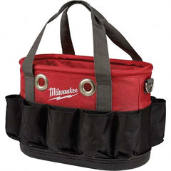 Milwaukee Tool - 24 Pocket, Ballistic Nylon, Black/Red Tool Bag - Americas Tooling