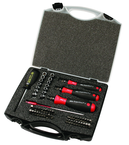 59 Piece - Torque Control - #28589 - Includes: Torque handle 10-50 Inch/Lbs; 5-10 Inch/Lbs and 15-80 Inch lbs. Hex; Torx®; Phillips; Slotted; Pozi Bits and Sockets in Storage Case - Americas Tooling