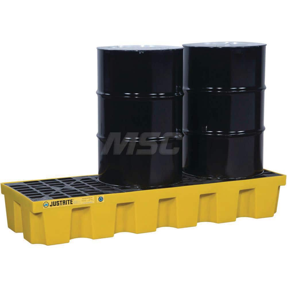 Justrite - Spill Pallets, Platforms, Sumps & Basins; Type: EcoPolyBlend? Spill Control Pallets ; Number of Drums: 3 ; Sump Capacity (Gal.): 75.00 ; Load Capacity (Lb.): 3700.000 ; Material: Polyethylene ; Height (Inch): 11.60 - Exact Industrial Supply