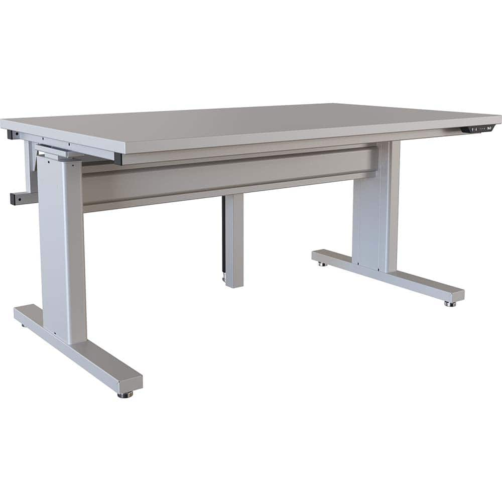 BOSTONtec - Stationary Work Benches, Tables; Type: Electric Height Adjustable Workstation ; Top Material: Laminate ; Width (Inch): 60 ; Depth (Inch): 36 ; Maximum Height (Inch): 44 ; Leg Style: Adjustable Height; C-Leg (Cantilever); Motor Height Adjustme - Exact Industrial Supply