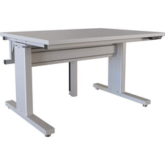 BOSTONtec - Stationary Work Benches, Tables; Type: Electric Height Adjustable Workstation ; Top Material: Laminate ; Width (Inch): 48 ; Depth (Inch): 36 ; Maximum Height (Inch): 44 ; Leg Style: Adjustable Height; C-Leg (Cantilever); Motor Height Adjustme - Exact Industrial Supply