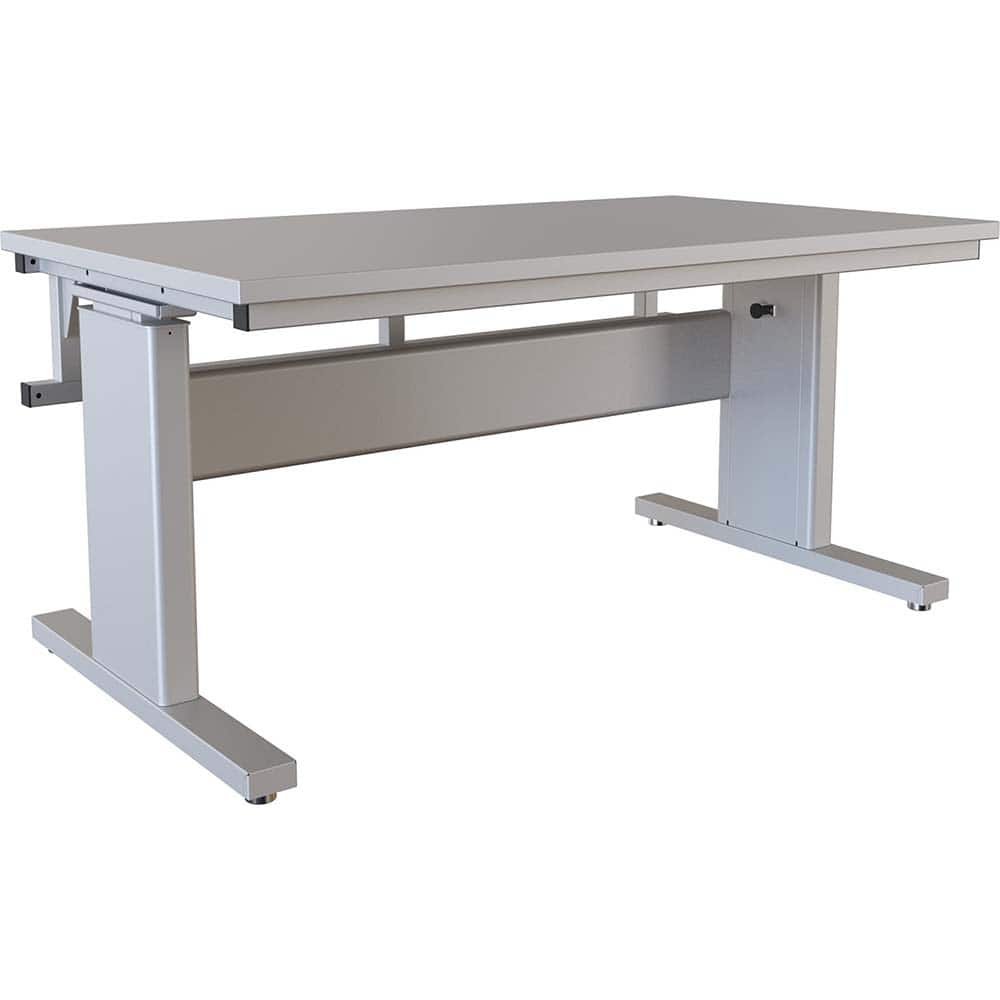 BOSTONtec - Stationary Work Benches, Tables; Type: Manual Height Adjustable Workstation ; Top Material: Laminate ; Width (Inch): 60 ; Depth (Inch): 36 ; Maximum Height (Inch): 44 ; Leg Style: Adjustable Height; C-Leg (Cantilever); Manual Height Adjustment - Exact Industrial Supply