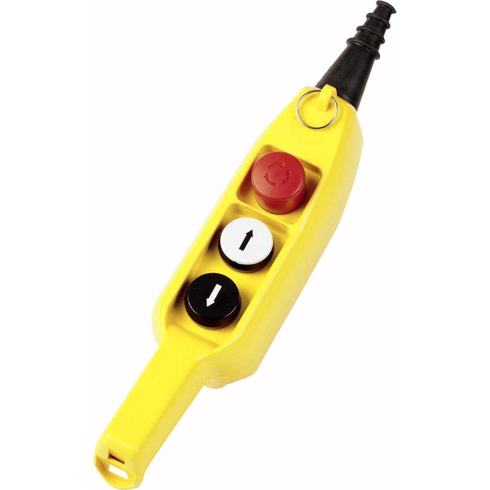 Automation Systems Interconnect - Pushbutton Switch Accessories; Switch Accessory Type: Pushbutton Operator; Emergency Stop ; For Use With: Hoists; Cranes ; Pushbutton Type: Flush ; Pushbutton Shape: Round ; Color: Yellow ; Operator Illumination: NonIllu - Exact Industrial Supply