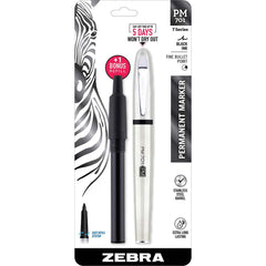 Zebra Pen - Markers & Paintsticks; Type: Permanent Marker w/Refill ; Color: Black ; Ink Type: Fade Resistant ; Tip Type: Fine; Bullet - Exact Industrial Supply