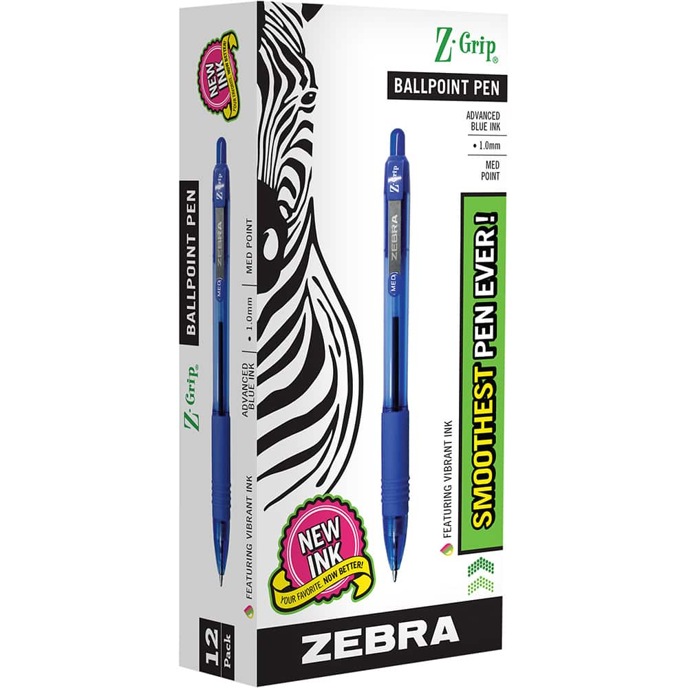 Zebra Pen - Pens & Pencils; Type: Ball Point Pen ; Color: Blue ; Tip Type: 1.0MM - Exact Industrial Supply