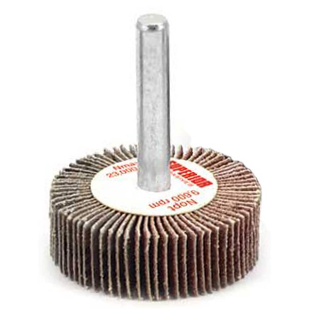 Superior Abrasives - Mounted Flap Wheels; Abrasive Type: Coated ; Outside Diameter (Inch): 2 ; Face Width (Inch): 1/2 ; Abrasive Material: Aluminum Oxide ; Grit: 80 ; Mounting Type: 1/4" Shank - Exact Industrial Supply