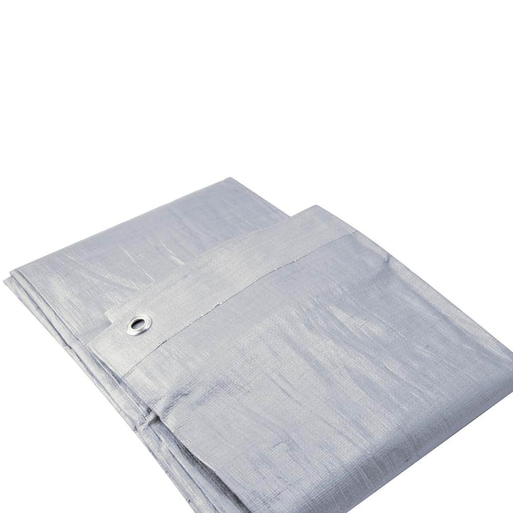 Erickson Manufacturing - Tarps & Dust Covers; Material: Polyethylene ; Width (Feet): 10.00 ; Grommet: Yes ; Color: Silver ; Length: 14 - Exact Industrial Supply