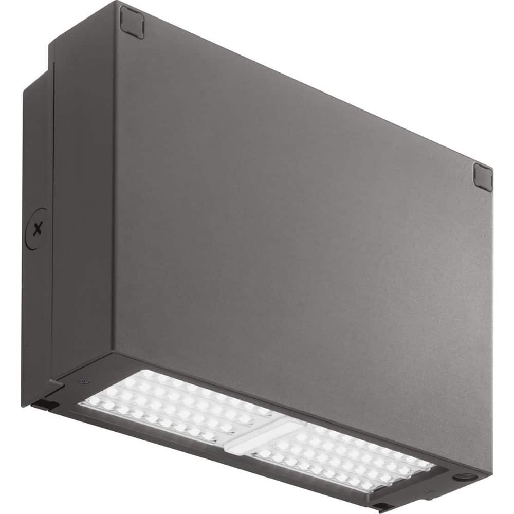 104 Watt, 6,400 Lumens, 5,000°K, 120-277V, LED Wall Pack Light Fixture Wall Mount, Prismatic Glass Lens, Aluminum Housing, Bronze (Color), Weather Resistant, 8-15/16″ D x 9-1/2″ H x 10-9/16″ W