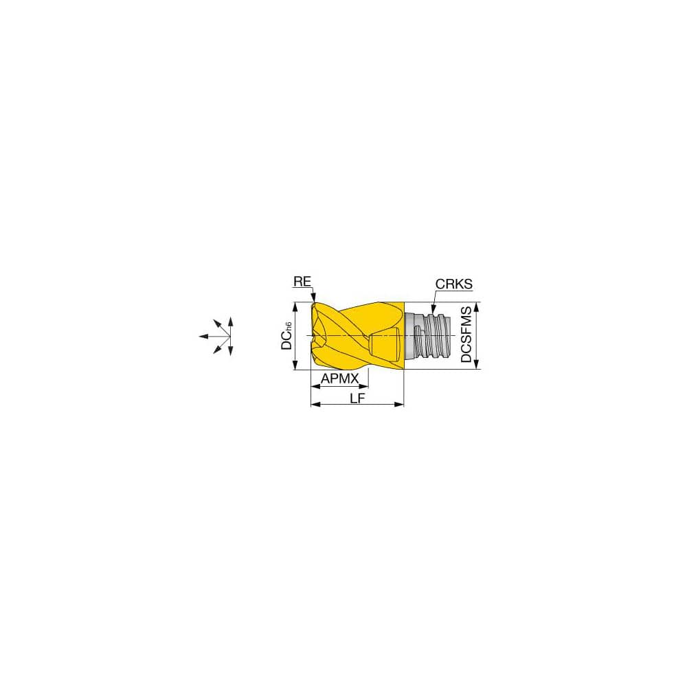 Corner Radius End Mill Head: 3 Flutes S08, TiAlN Coated, Series VEE