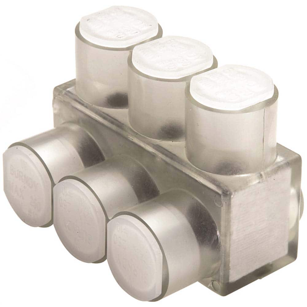 Burndy - Split Bolt Connectors; Connector Material: Aluminum ; Maximum Compatible Wire Size (AWG): 4 ; Minimum Compatible Wire Size (AWG): 14 ; Compatible Wire Type: Aluminum; Copper ; Base Width (Inch): 1-1/4 ; Base Width (Decimal Inch): 1-1/4 - Exact Industrial Supply