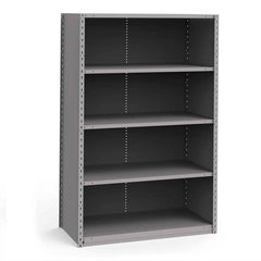 Rousseau Metal - Closed Shelving Units; Type: Starter Unit ; Load Capacity (Lb.): 3500.000 ; Number of Shelves: 5 ; Height (Inch): 75 ; Width (Inch): 48 ; Depth (Inch): 18 - Exact Industrial Supply