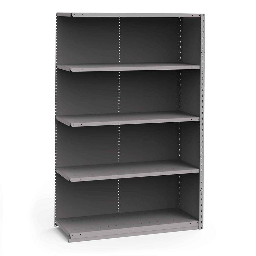 Rousseau Metal - Closed Shelving Units; Type: Add-On ; Load Capacity (Lb.): 3500.000 ; Number of Shelves: 5 ; Height (Inch): 75 ; Width (Inch): 48 ; Depth (Inch): 18 - Exact Industrial Supply