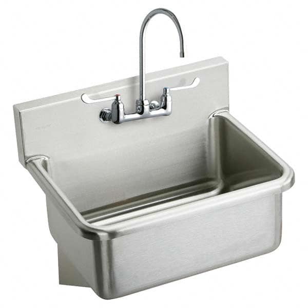 ELKAY - Stainless Steel Sinks Type: Hand Sink Wall Mount w/Manual Faucet Outside Length: 25 (Inch) - Americas Tooling