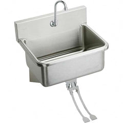 ELKAY - Stainless Steel Sinks Type: Hand Sink Wall Mount w/Double Knee Valve Outside Length: 25 (Inch) - Americas Tooling