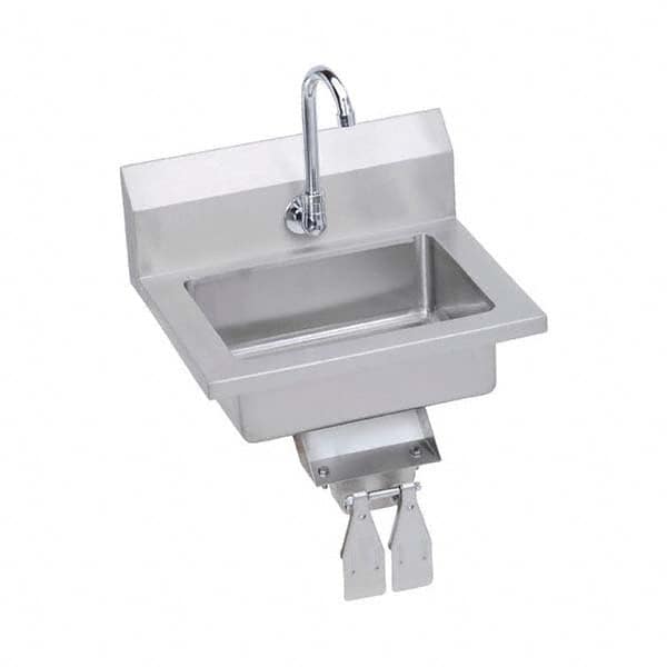 ELKAY - Stainless Steel Sinks Type: Hand Sink Wall Mount w/Knee Valve Outside Length: 18 (Inch) - Americas Tooling