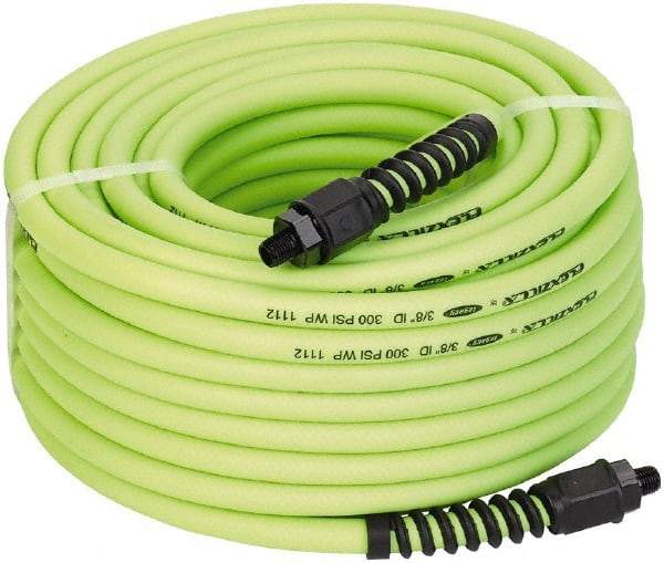 Legacy - 3/8" ID x 0.61" OD 100' Long Multipurpose Air Hose - MNPT x MNPT Ends, 300 Working psi, 150°, 1/4" Fitting, Green - Americas Tooling