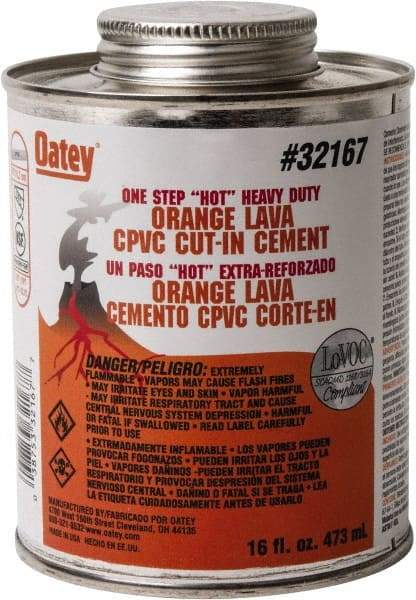 Oatey - 16 oz All-Purpose Medium Bodied Cement - Orange, Use with PVC & CPVC - Americas Tooling