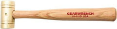 GearWrench - 1 Lb Nonsparking Brass Hammer - 10-1/2" OAL, 1-1/4" Face Diam, Hickory Handle - Americas Tooling