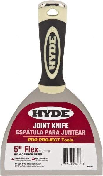 Hyde Tools - 5" Wide Flexible Blade Carbon Steel Joint Knife - Flexible, Polypropylene Handle - Americas Tooling