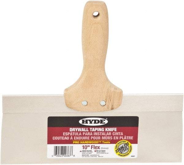 Hyde Tools - 10" Wide Flexible Blade Stainless Steel Joint Knife - Flexible, Hardwood Handle - Americas Tooling