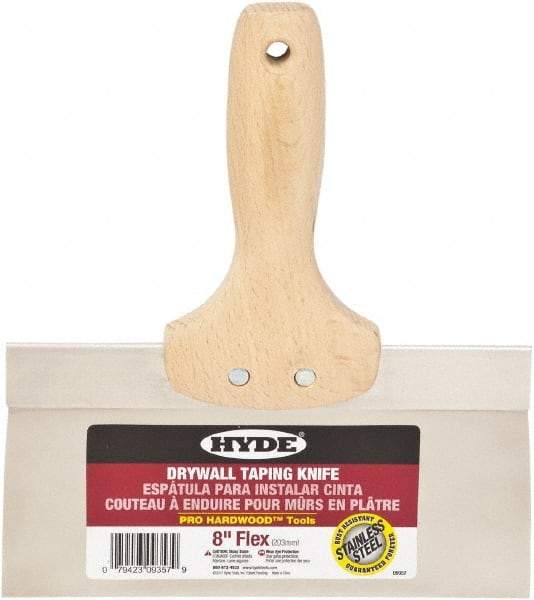 Hyde Tools - 8" Wide Flexible Blade Stainless Steel Joint Knife - Flexible, Hardwood Handle - Americas Tooling