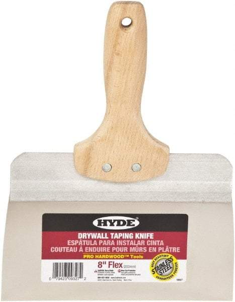 Hyde Tools - 8" Wide Flexible Blade Stainless Steel Joint Knife - Flexible, Hardwood Handle - Americas Tooling