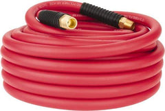 PRO-SOURCE - 1/2" ID x 0.7874" OD 50' Long Multipurpose Air Hose - MNPT x MNPT Ends, 300 Working psi, -40 to 180°F, 1/2" Fitting, Red - Americas Tooling