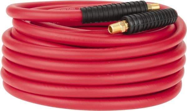 PRO-SOURCE - 3/8" ID x 0.6496" OD 50' Long Multipurpose Air Hose - MNPT x MNPT Ends, 300 Working psi, -40 to 180°F, 1/4" Fitting, Red - Americas Tooling