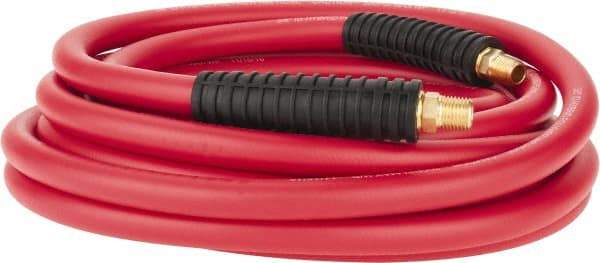 PRO-SOURCE - 3/8" ID x 0.6496" OD 25' Long Multipurpose Air Hose - MNPT x MNPT Ends, 300 Working psi, -40 to 180°F, 1/4" Fitting, Red - Americas Tooling