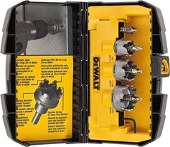 DeWALT - 5 Piece, 7/8" to 1-3/8" Saw Diam, Hole Saw Kit - Carbide-Tipped, Toothed Edge, Includes 3 Hole Saws - Americas Tooling