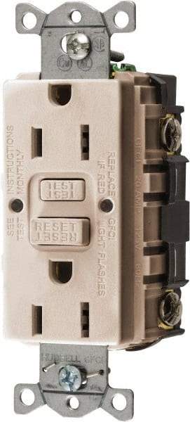 Hubbell Wiring Device-Kellems - 1 Phase, 5-15R NEMA, 125 VAC, 15 Amp, GFCI Receptacle - 2 Pole, Back and Side Wiring, Commercial Grade - Americas Tooling